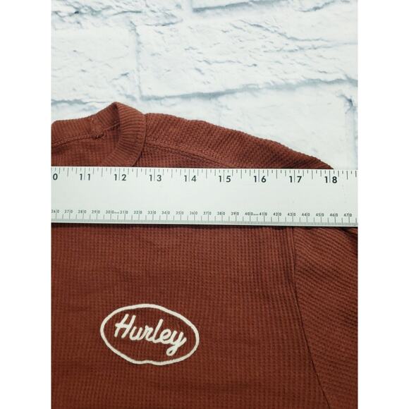 Hurley MENS SIZE M Brown Thermal Waffle Long Sleeve Embroidered Logo Shirt - Picture 2 of 11